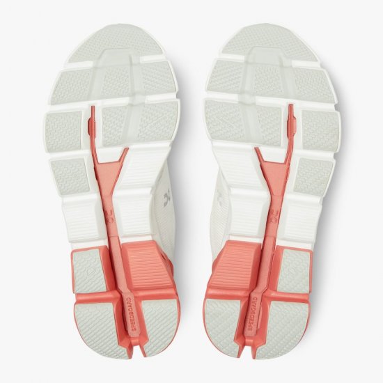 On Cloudflyer: Supportive Running Shoe. Light & Stable - White | Coral - Click Image to Close
