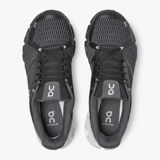 On Cloudflyer: Supportive Running Shoe. Light & Stable - Black | White - Click Image to Close