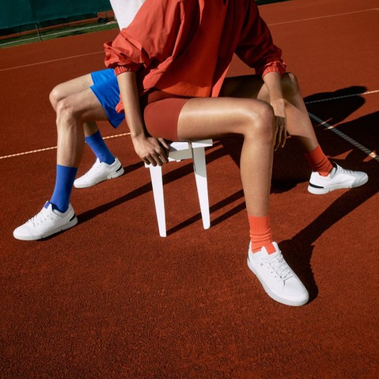 On THE ROGER: tennis-inspired sneaker by On & Roger Federer - White | Flame - Click Image to Close