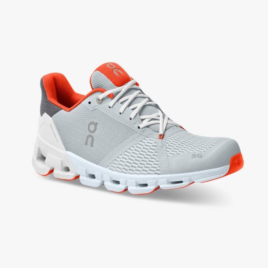 On Cloudflyer: Supportive Running Shoe. Light & Stable - Glacier | Flame - Click Image to Close