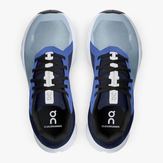 On The Cloudrunner: Supportive & Breathable Running Shoe - Chambray | Midnight - Click Image to Close