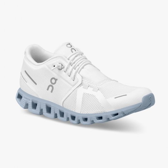 On Cloud 5 - the lightweight shoe for everyday performance - White | Chambray - Click Image to Close