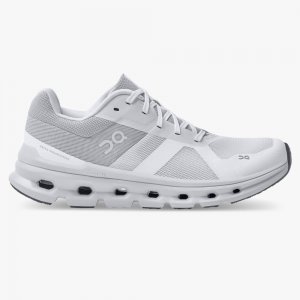 On The Cloudrunner: Supportive & Breathable Running Shoe - White | Frost