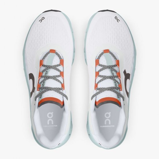 On The Cloudmonster: Lightweight cushioned running shoe - Frost | Surf - Click Image to Close