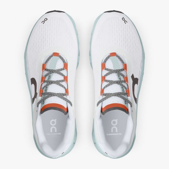 On The Cloudmonster: Lightweight cushioned running shoe - Frost | Surf - Click Image to Close