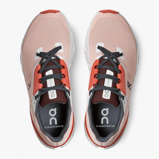 On Cloudstratus: Maximum Cushioned Running Shoe - Rose | Red - Click Image to Close