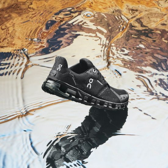 On Cloudflyer Waterproof - Waterproof Stability Running Shoe - Black | Lunar - Click Image to Close