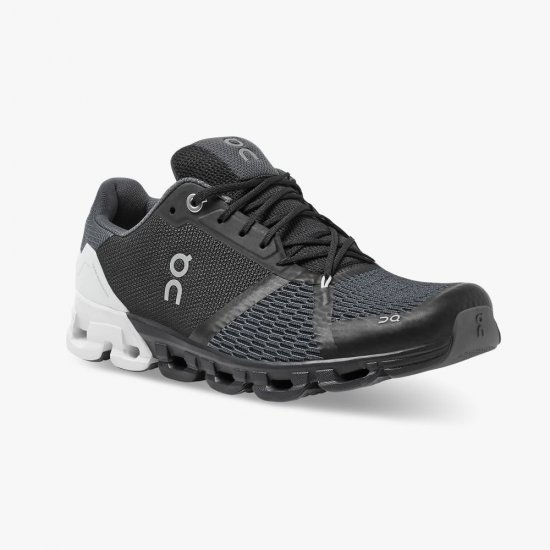 On Cloudflyer: Supportive Running Shoe. Light & Stable - Black | White - Click Image to Close
