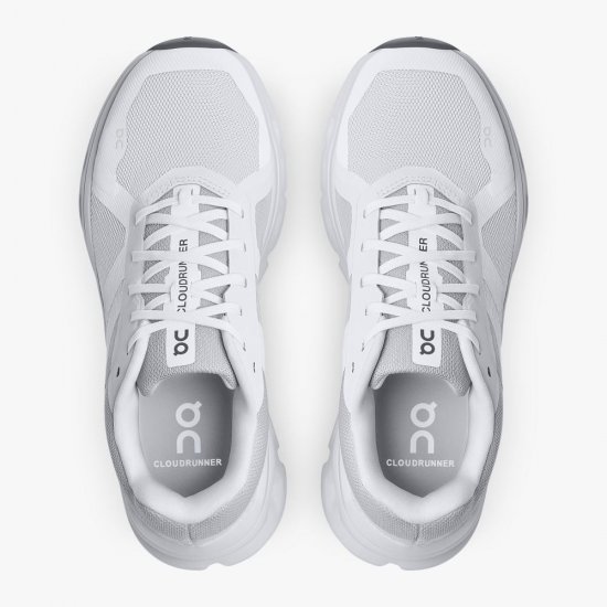 On The Cloudrunner: Supportive & Breathable Running Shoe - White | Frost - Click Image to Close