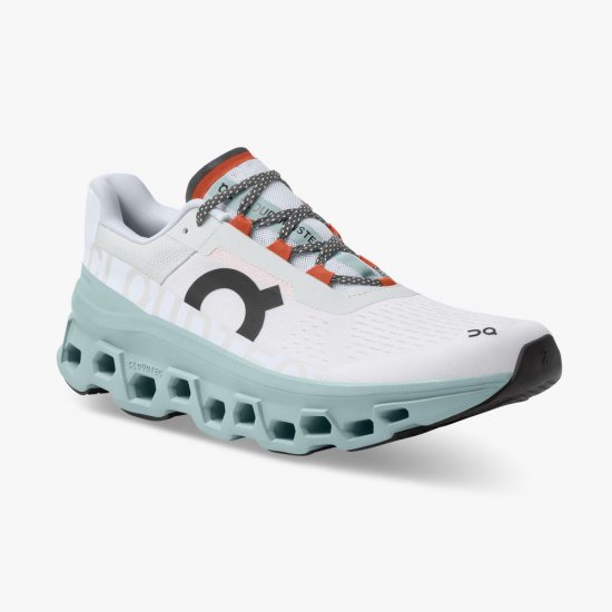 On The Cloudmonster: Lightweight cushioned running shoe - Frost | Surf - Click Image to Close