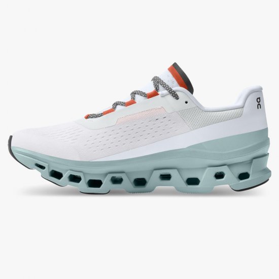 On The Cloudmonster: Lightweight cushioned running shoe - Frost | Surf - Click Image to Close