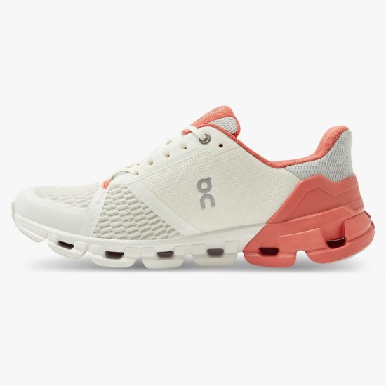 On Cloudflyer: Supportive Running Shoe. Light & Stable - White | Coral - Click Image to Close
