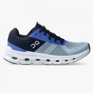On The Cloudrunner: Supportive & Breathable Running Shoe - Chambray | Midnight