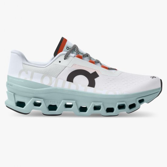 On The Cloudmonster: Lightweight cushioned running shoe - Frost | Surf - Click Image to Close